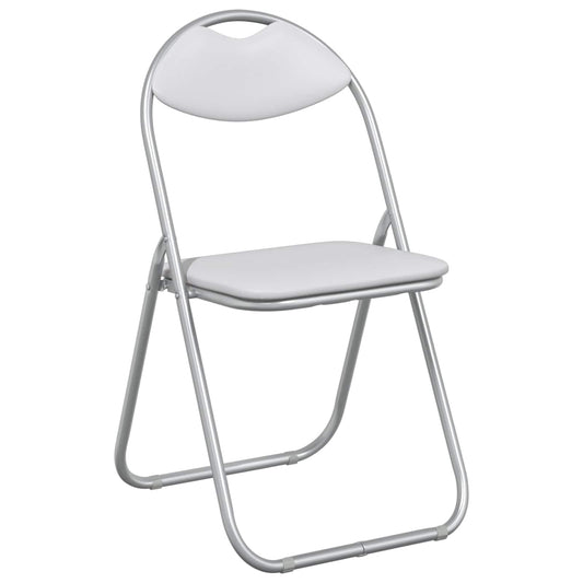 Folding Chair 8 pcs Faux Leather White and Grey