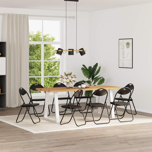 Folding Chair 8 pcs Faux Leather Black 48 x 43.5 x 81 cm