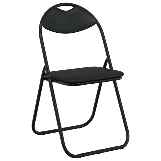 Folding Chair 8 pcs Faux Leather Black 48 x 43.5 x 81 cm