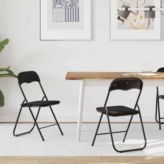 Folding Chair 2 pcs Velvet Black 48 x 44 x 78 cm