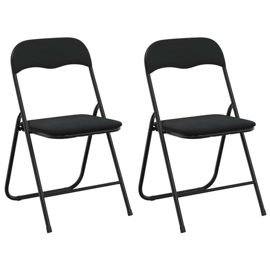 Folding Chair 2 pcs Velvet Black 48 x 44 x 78 cm