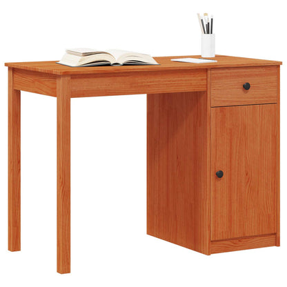 Desk with Drawer Wax Brown 100 x 50 x 74 cm Solid Pine Wood