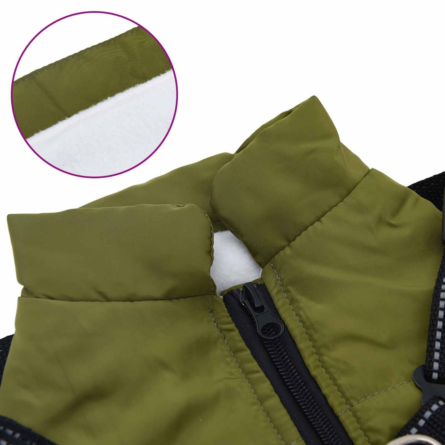 Dog Coat Army Green L24 Fleece and Polyester