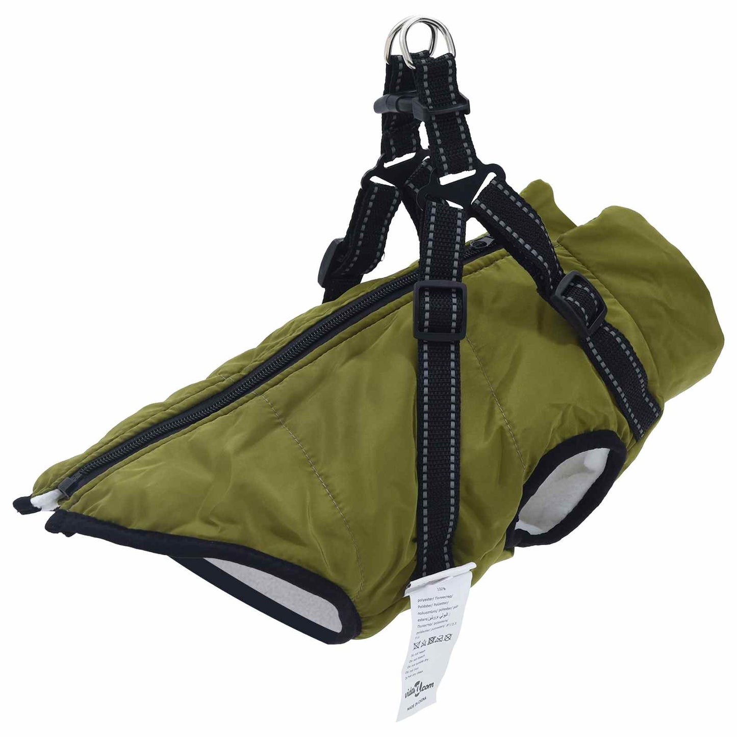 Dog Coat Army Green L28 Fleece and Polyester