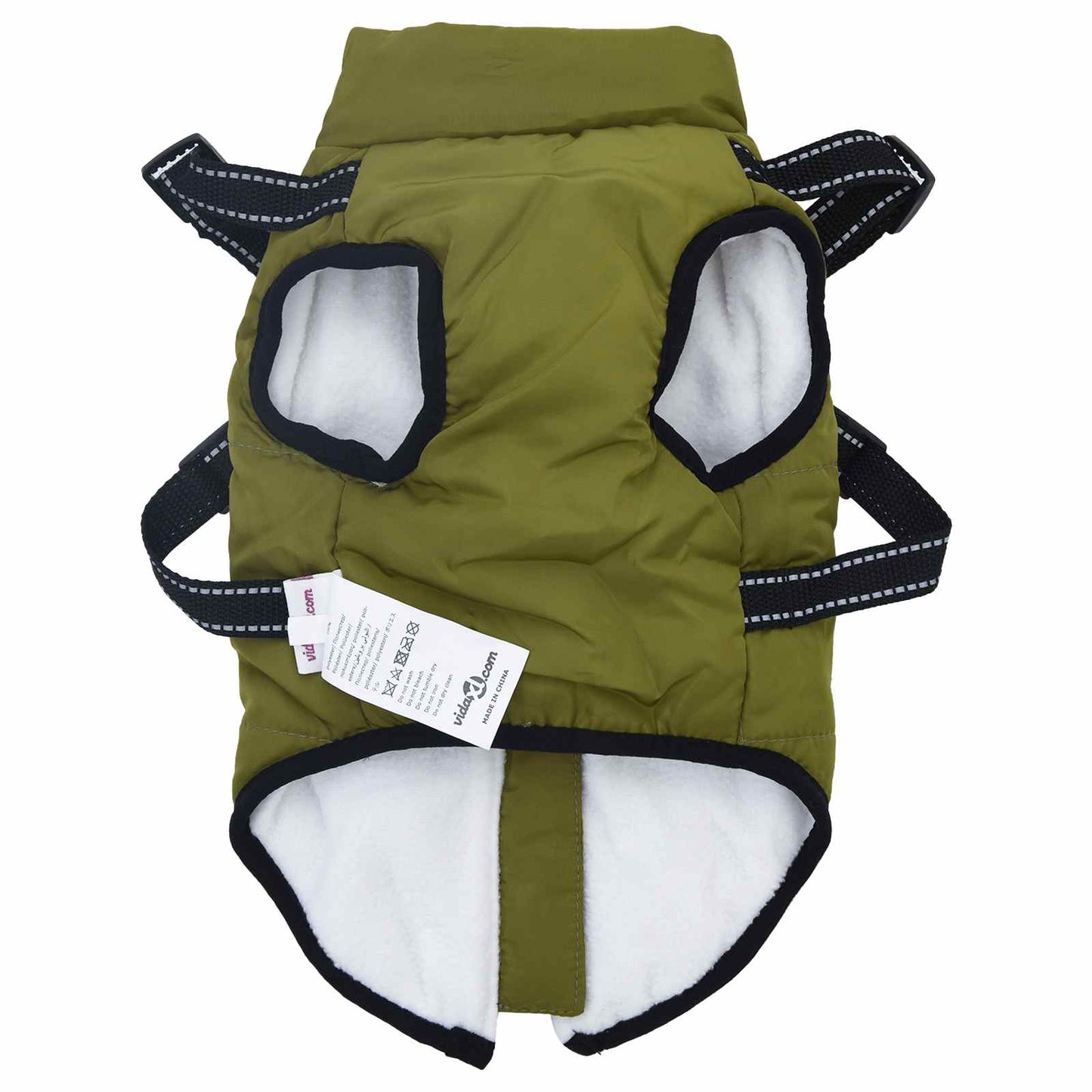 Dog Coat Army Green L28 Fleece and Polyester