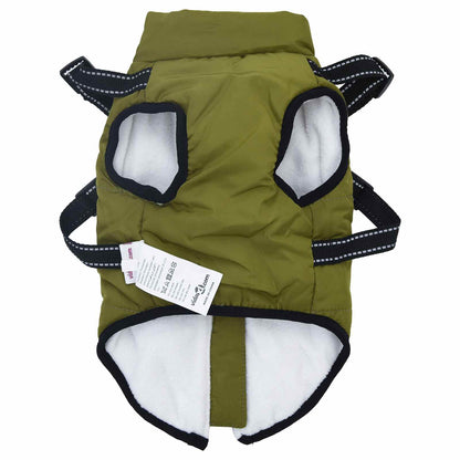 Dog Coat Army Green L28 Fleece and Polyester
