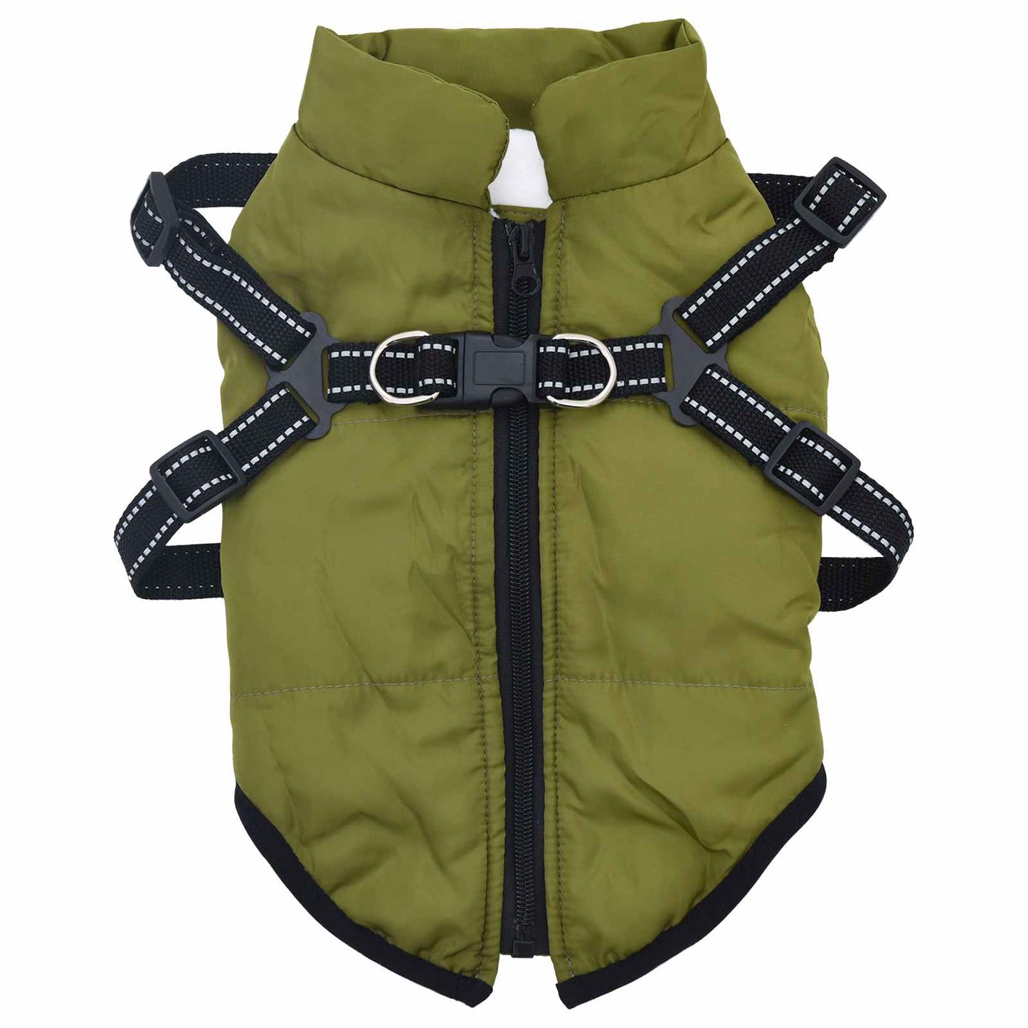 Dog Coat Army Green L28 Fleece and Polyester