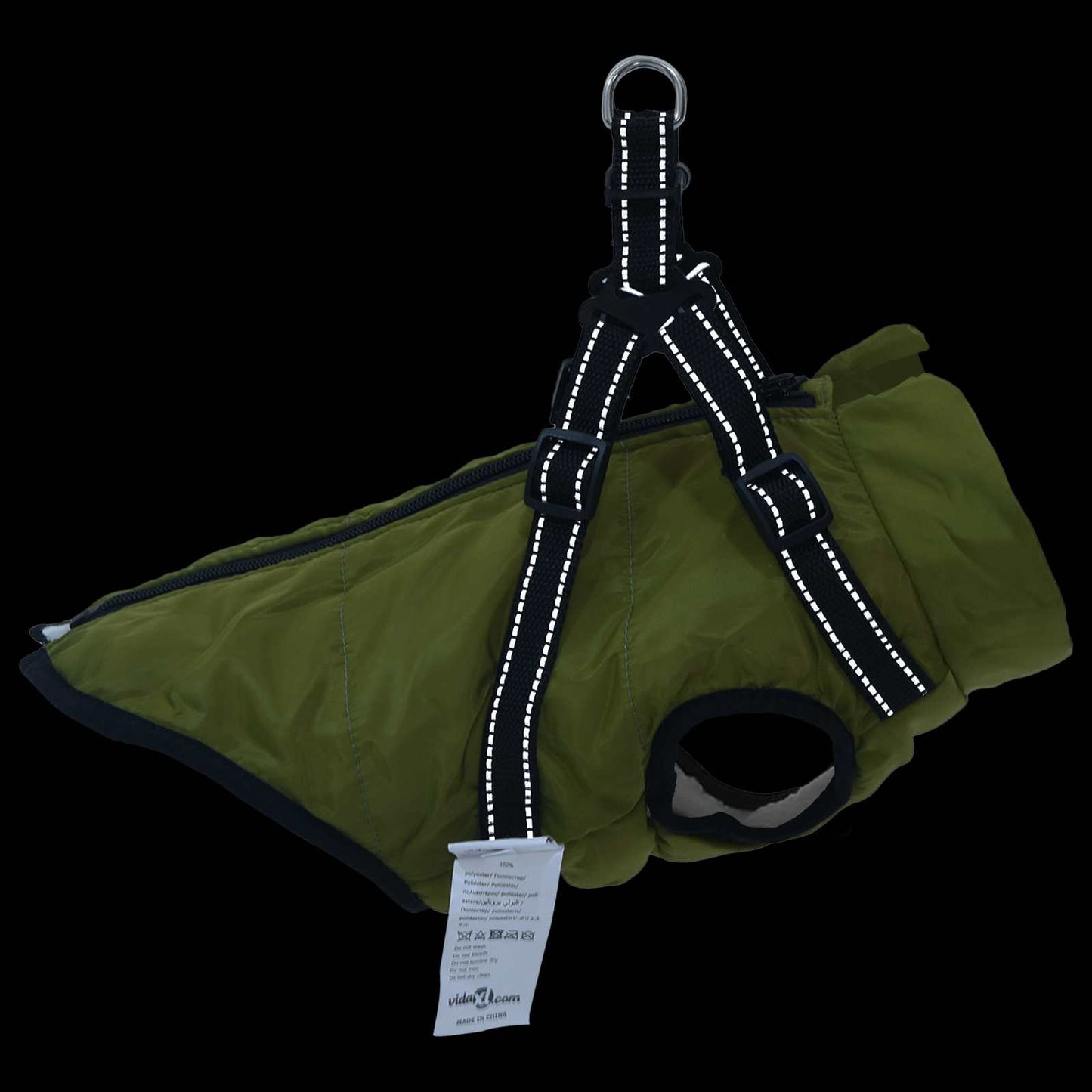 Dog Coat Army Green L36 Fleece and Polyester
