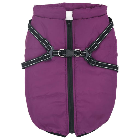 Dog Coat with Harness Purple 5XL Fleece and Polyester
