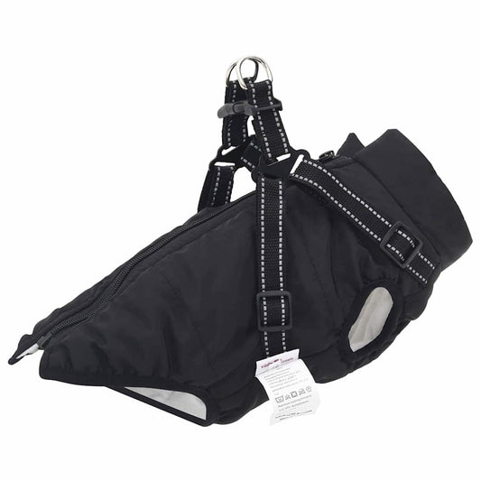 Dog Coat with Harness Black M Fleece and Polyester