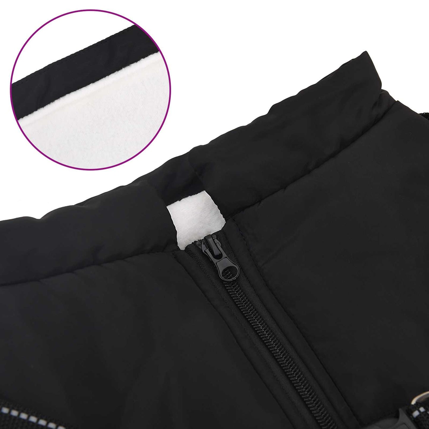 Dog Coat Black L48 Fleece and Polyester