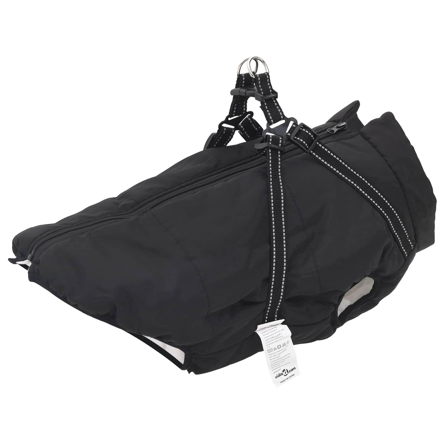 Dog Coat Black L68 Fleece and Polyester