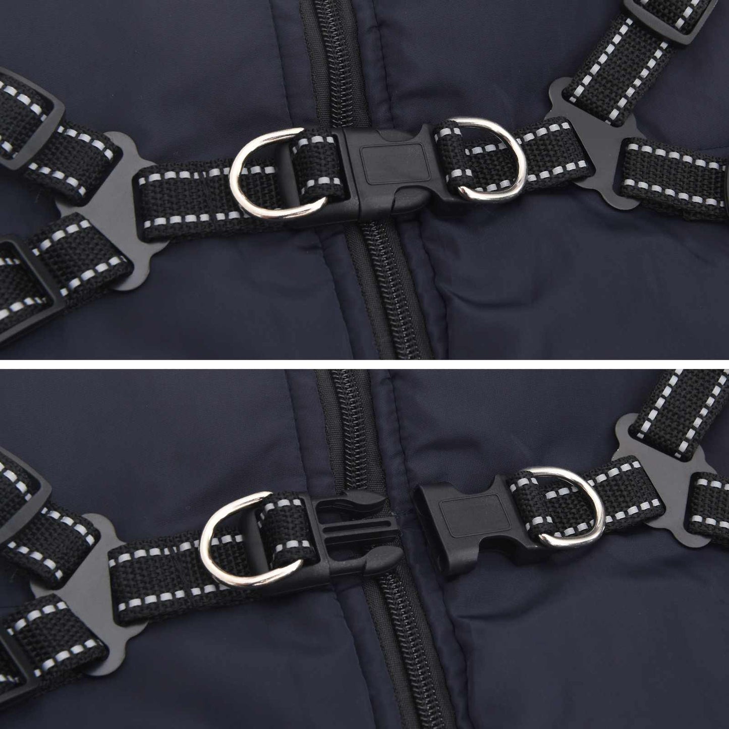 Dog Coat Navy Blue L44 Fleece and Polyester