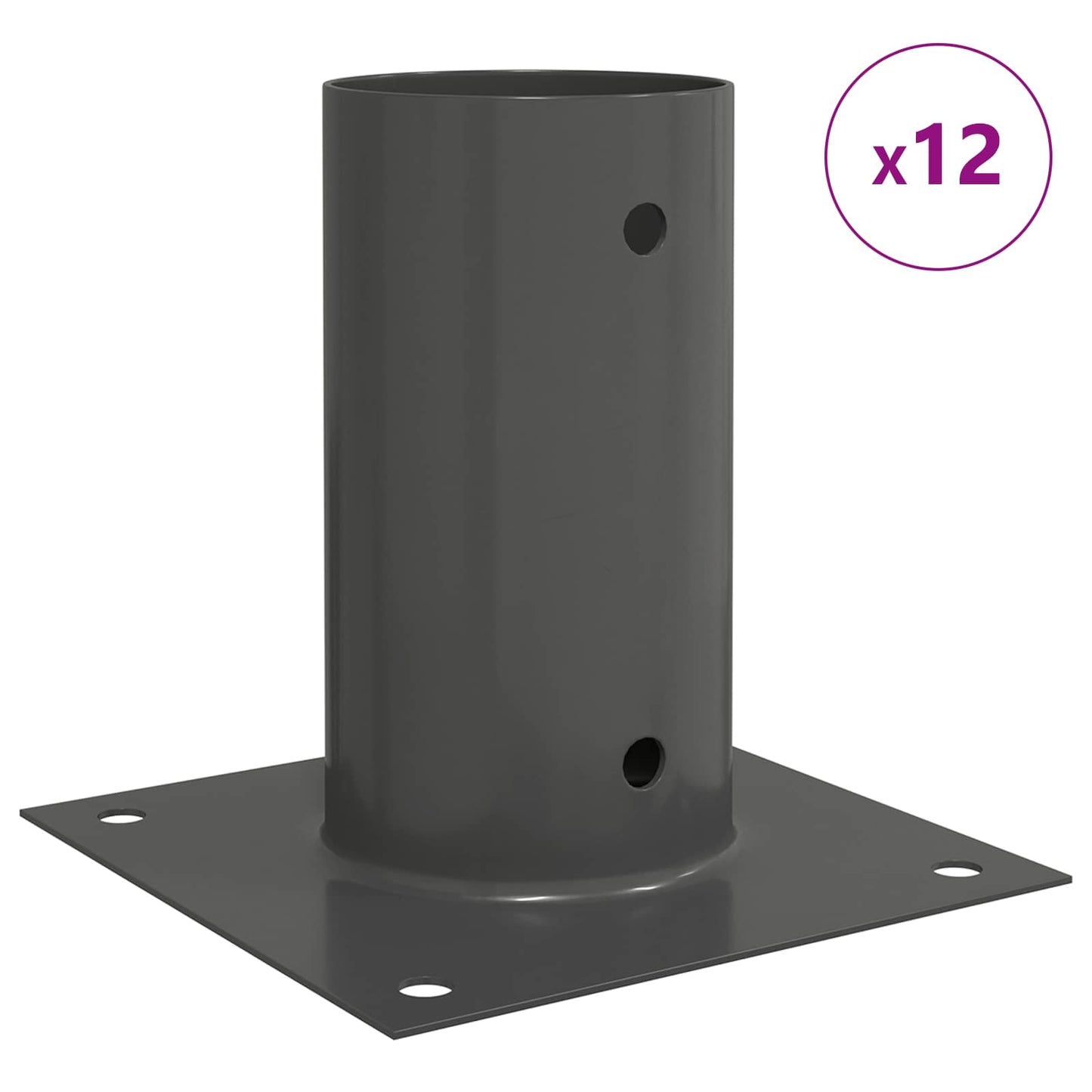 Round Ground Anchor 12 pcs Anthracite 15 x 15 x 15 cm Metal