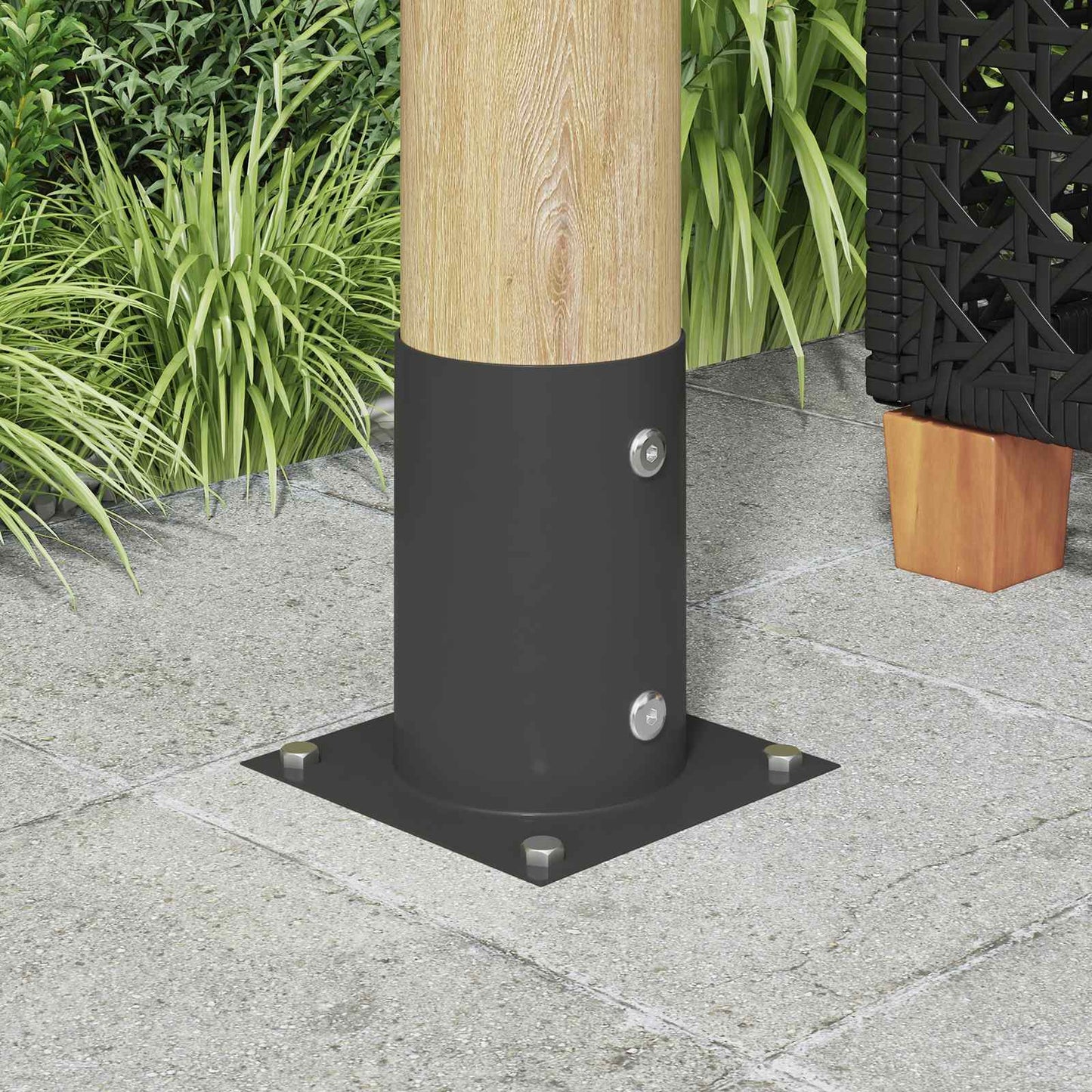 Round Ground Anchor 4 pcs Anthracite 15 x 15 x 15 cm Metal