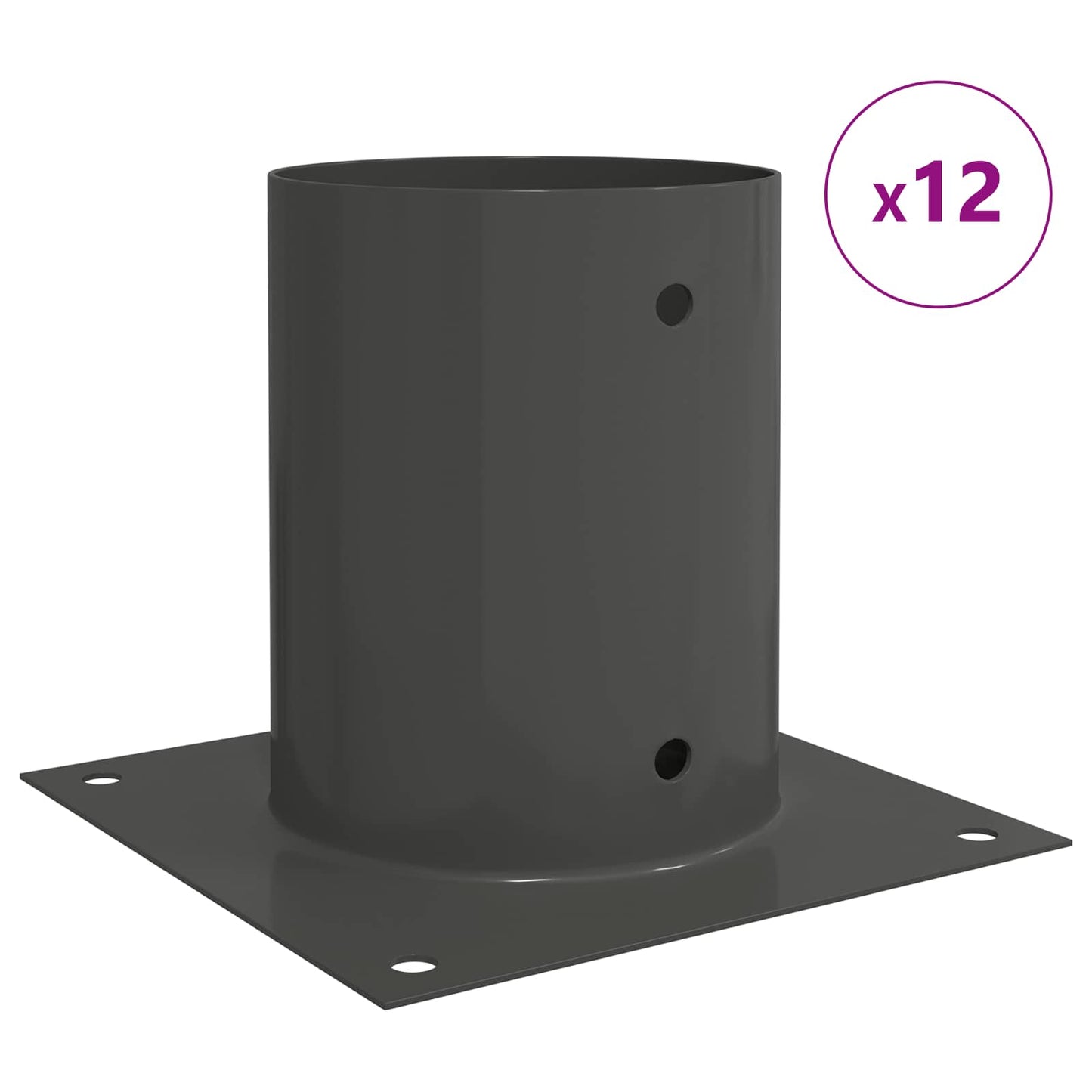 Round Ground Anchor 12 pcs Anthracite 18 x 18 x15 cm Metal