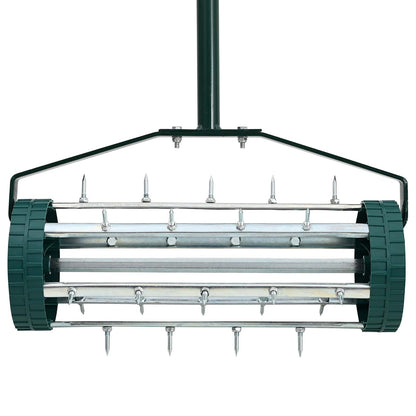 Lawn Roller Pull with Aerator Clamps Green 127.5 x 44 cm Steel