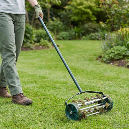 Lawn Roller Pull with Aerator Clamps Green 127.5 x 44 cm Steel