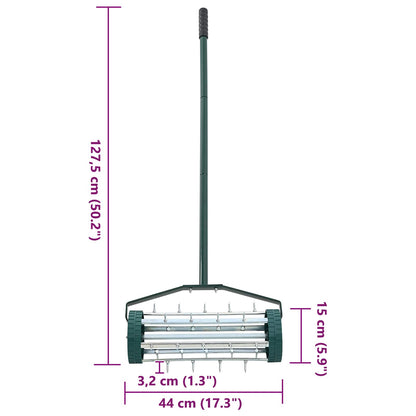 Lawn Roller Pull with Aerator Clamps Green 127.5 x 44 cm Steel
