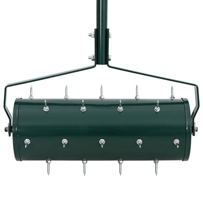 Lawn Roller Pull with Aerator Clamps Green 128 x 38 cm Steel