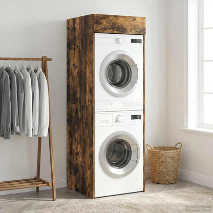 Wash Machine Cabinet with Storage Smoked Oak 67.5 x 68 x 200 cm