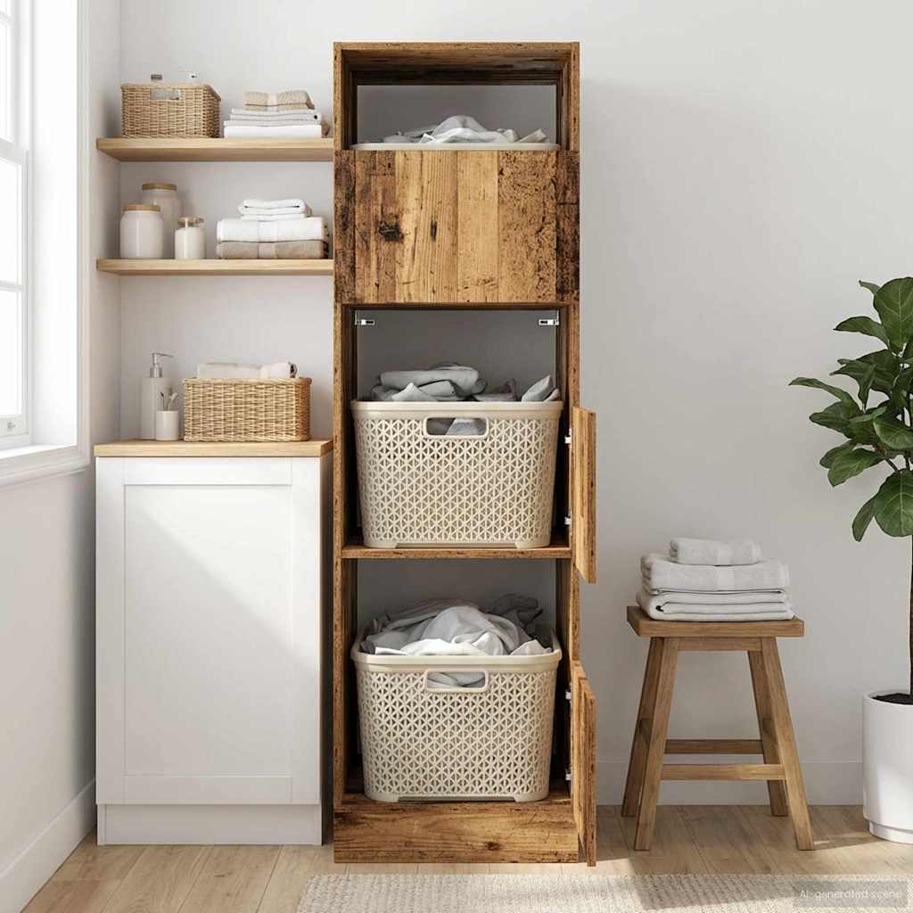 Laundry Cabinet with Storage with Door Old Wood Engineered wood