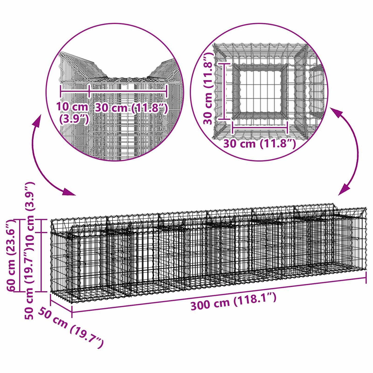 Gabion Raised Bed 2 pcs Silver
