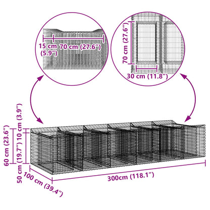 Gabion Raised Bed 2 pcs Silver