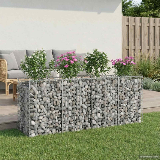 Gabion Raised Bed 2 pcs 200 x 50 x 80 cm Galvanised Steel
