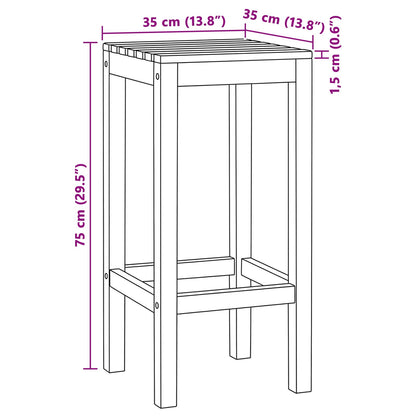 Bar Stool 4 pcs Natural Solid Teak Wood