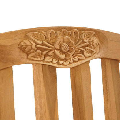 Handcarved Rose Chair 2 pcs Natural Solid Teak Wood