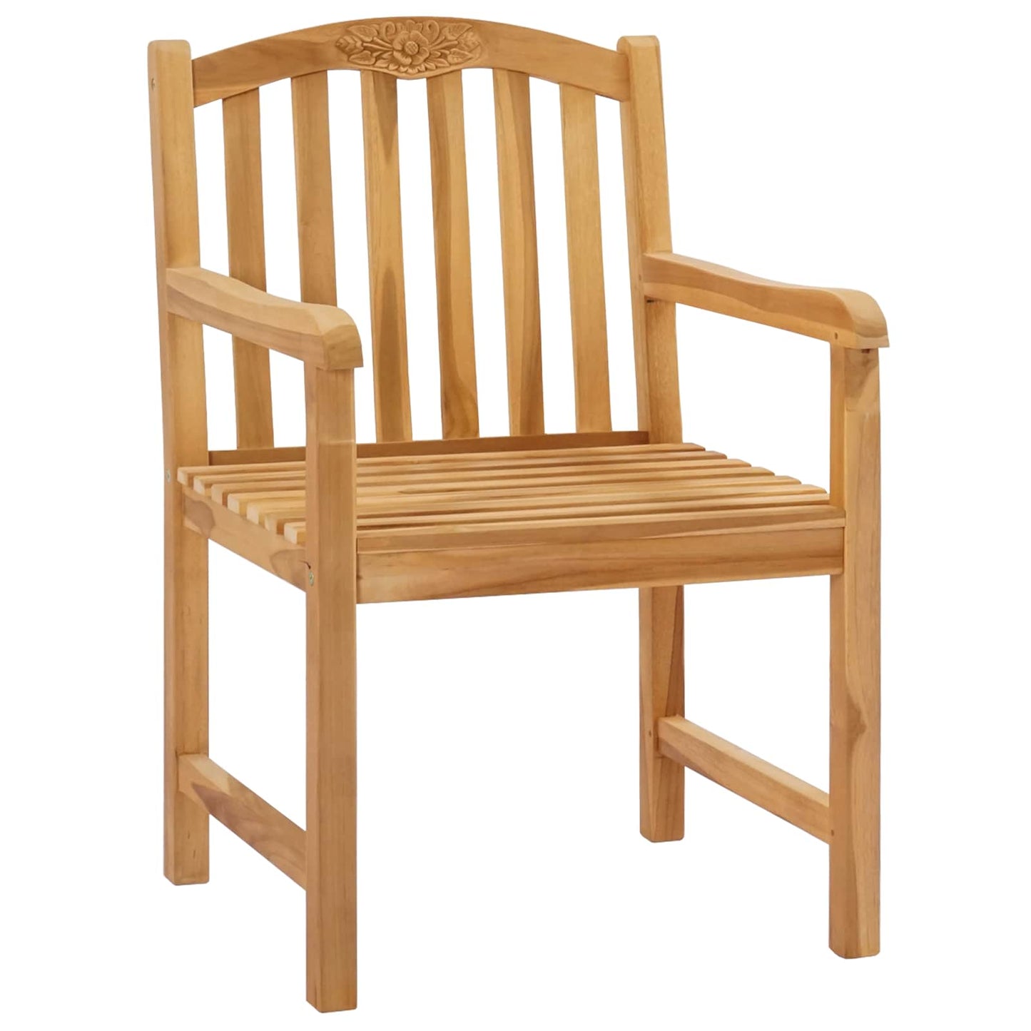 Handcarved Rose Chair 2 pcs Natural Solid Teak Wood