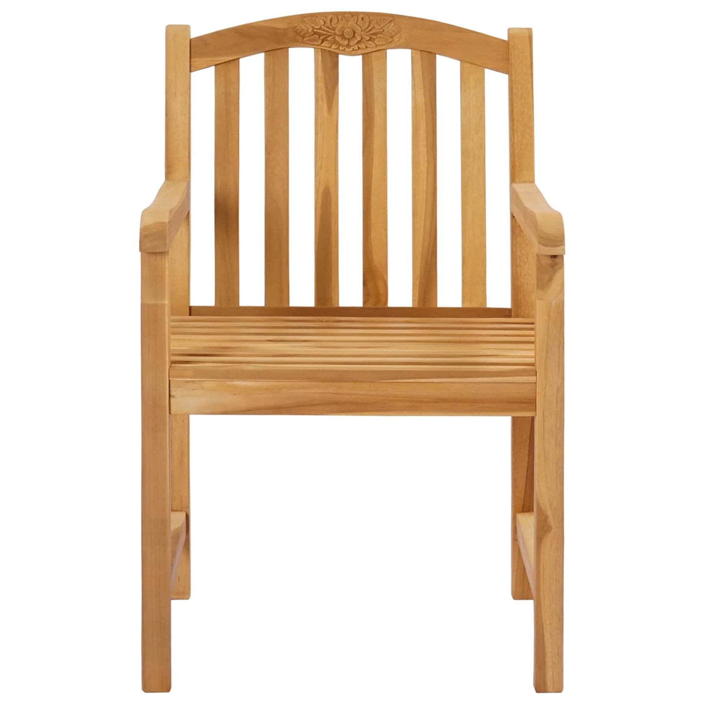 Handcarved Rose Chair 2 pcs Natural Solid Teak Wood