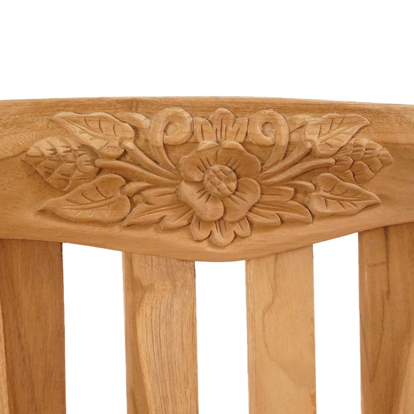 Handcarved Rose Bench 150 x 60 x 90 cm Solid Teak Wood Natural