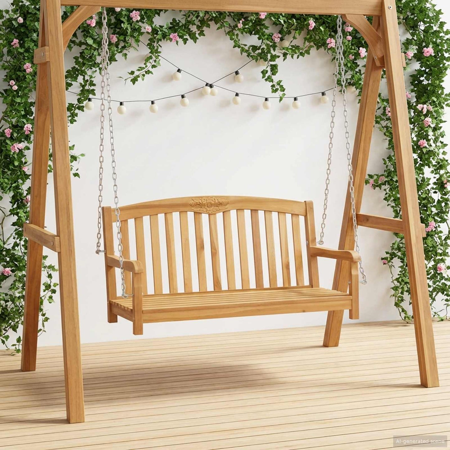 Swing Bench 114 x 61 x 61.5 cm Solid Teak Wood Natural
