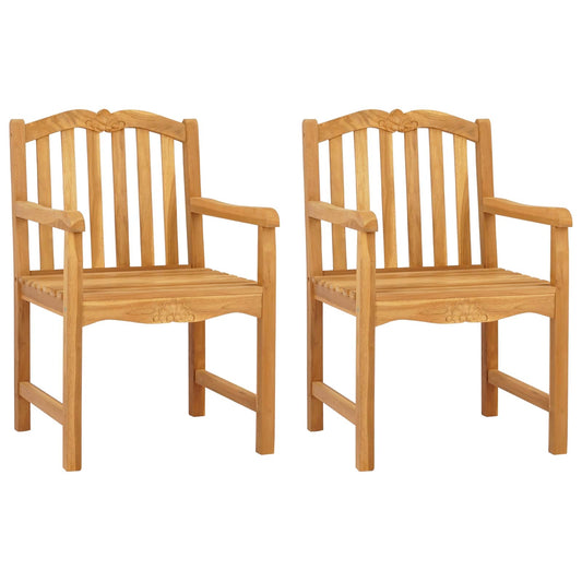 Handcarved Shell Chair 2 pcs Natural Solid Teak Wood