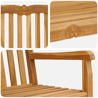 Handcarved Rose Bench 150 x 60.5 x 95 cm Solid Teak Wood