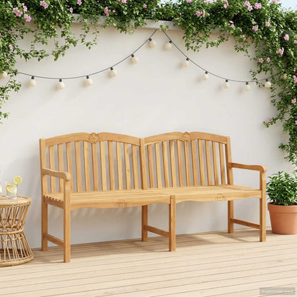 Handcarved Rose Bench 180.5 x 60 x 96 cm Solid Teak Wood