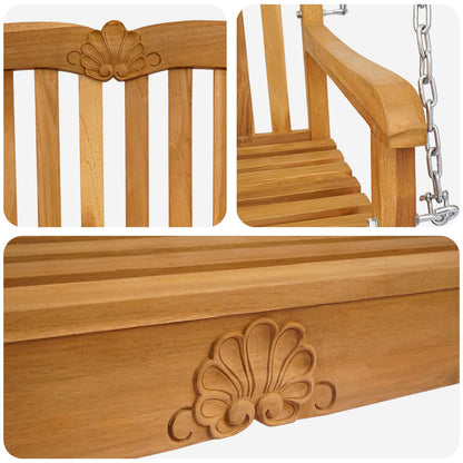 Swing Bench 114 x 60 x 60.5 cm Solid Teak Wood Natural