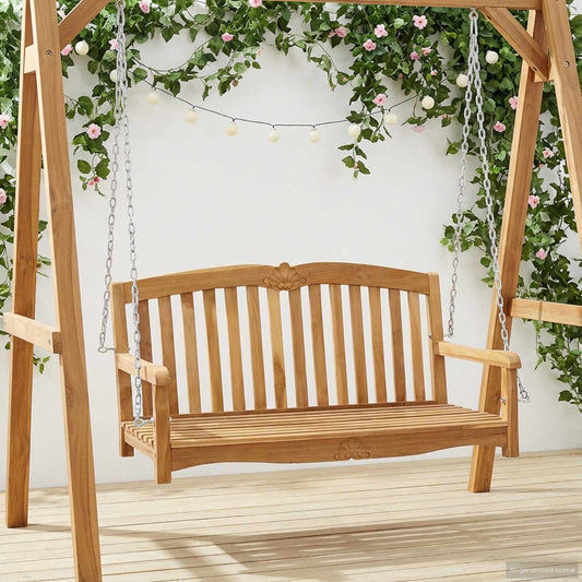 Swing Shell Bench 114 x 60 x 60.5 cm Solid Teak Wood Natural