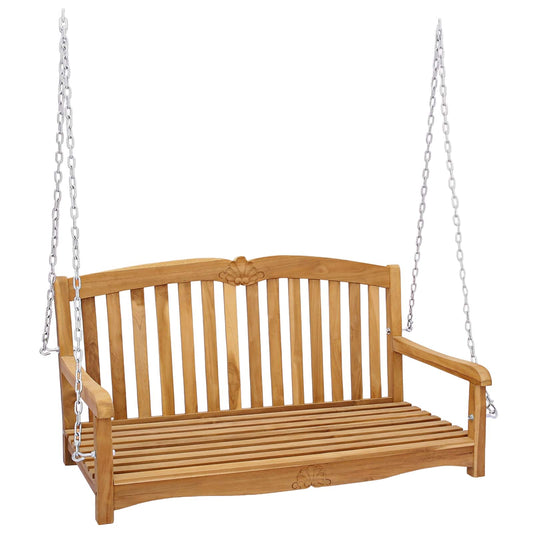Swing Shell Bench 114 x 60 x 60.5 cm Solid Teak Wood Natural