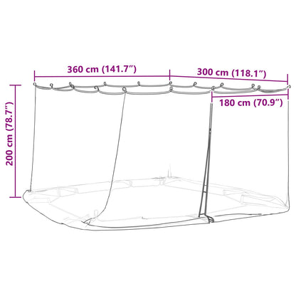 Mosquito Net for Gazebo 220 mesh Black 3.6 x 3 x 2 m Polyester