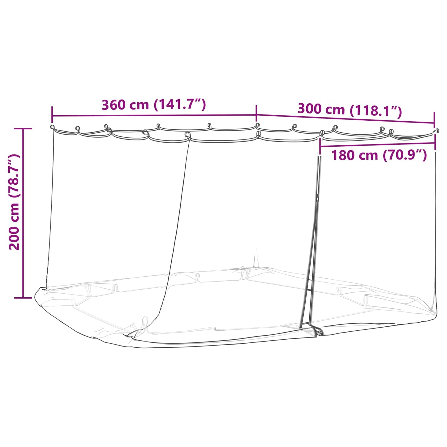 Mosquito Net for Gazebo 220 mesh White 3.6 x 3 x 2 cm Polyester