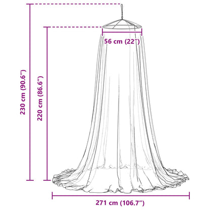 Mosquito Net for Bed 3 pcs 156 mesh White ⌀56 x 220 cm