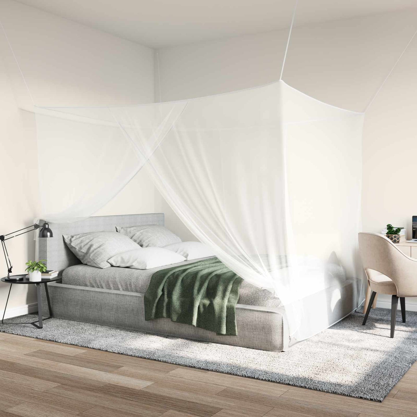Mosquito Net for Bed 3 pcs 156 mesh White 220 x 180 x 180 cm