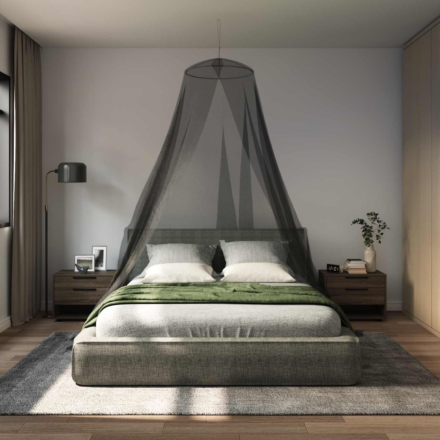 Mosquito Net for Bed 156 mesh Black ⌀56 x 220 cm Polyester