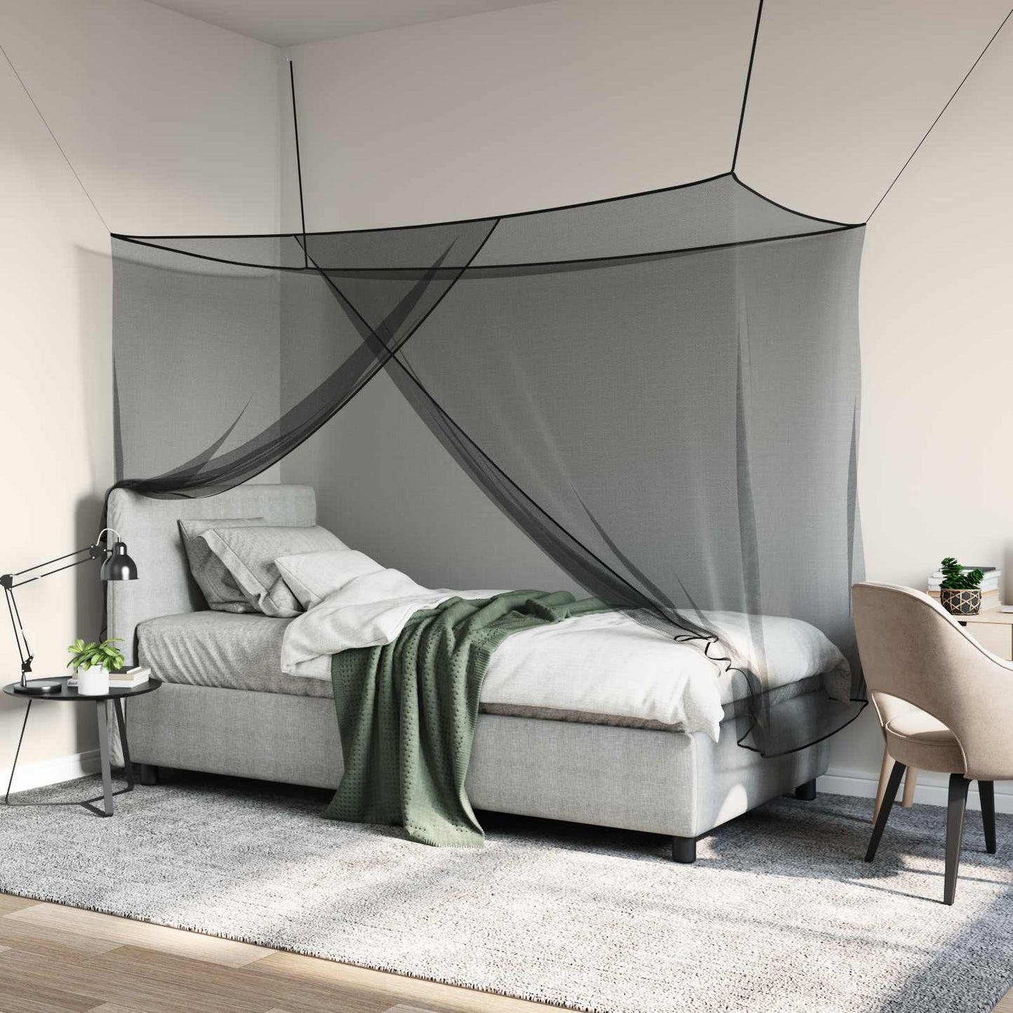 Mosquito Net for Bed 156 mesh Black 220 x 100 x 150 cm