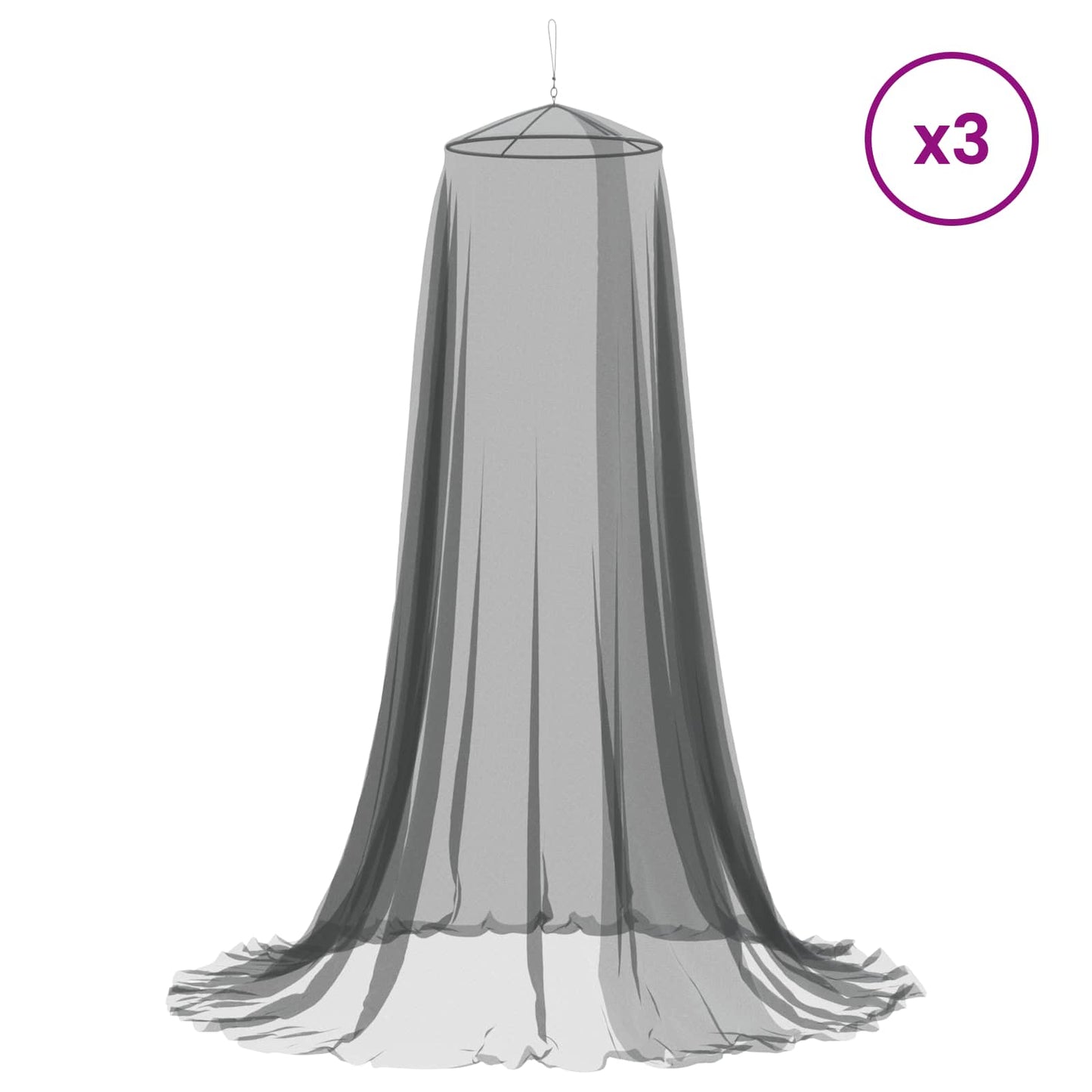 Mosquito Net for Bed 3 pcs 156 mesh Black ⌀56 x 220 cm
