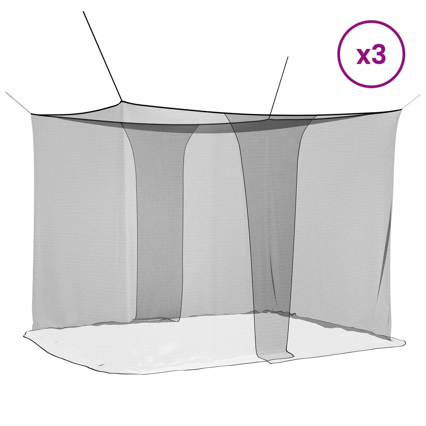 Mosquito Net for Bed 3 pcs 156 mesh Black 220 x 180 x 180 cm