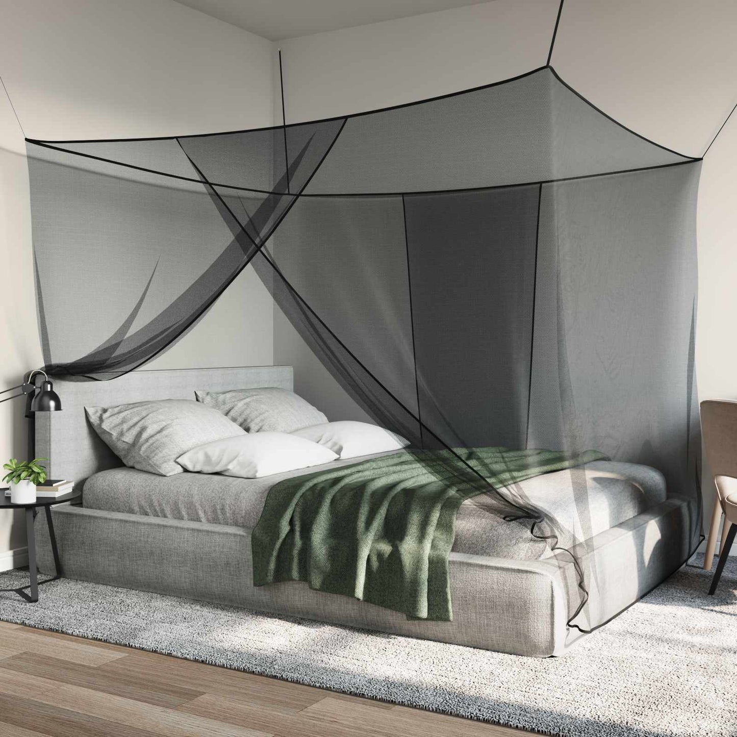 Mosquito Net for Bed 3 pcs 156 mesh Black 220 x 200 x 210 cm